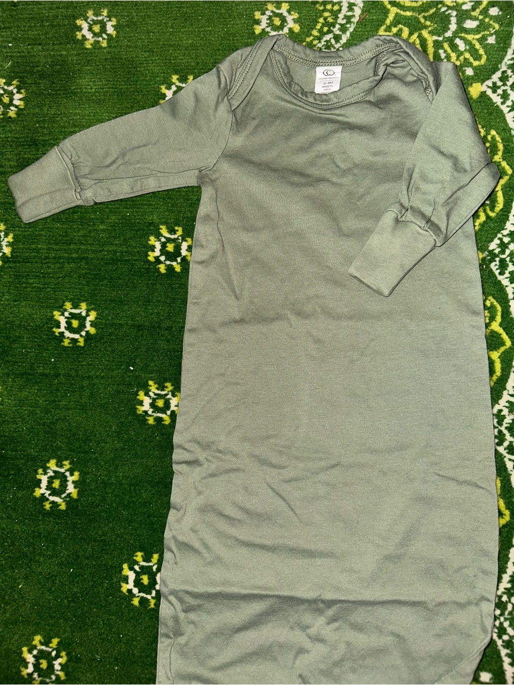 Colored Organics Olive Green Knotted Baby Gown